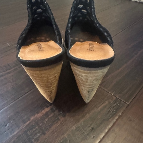 Anthropologie Jeffrey Campbell Black Suede Favela woven mule size 9.5 - Picture 10 of 16